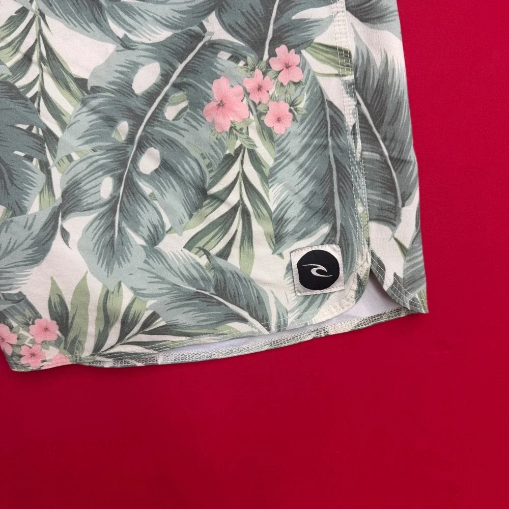 Rip‎ Curl Mens Tropical Floral Board Shorts Green Pink Size 36 Surf Skate Trunks